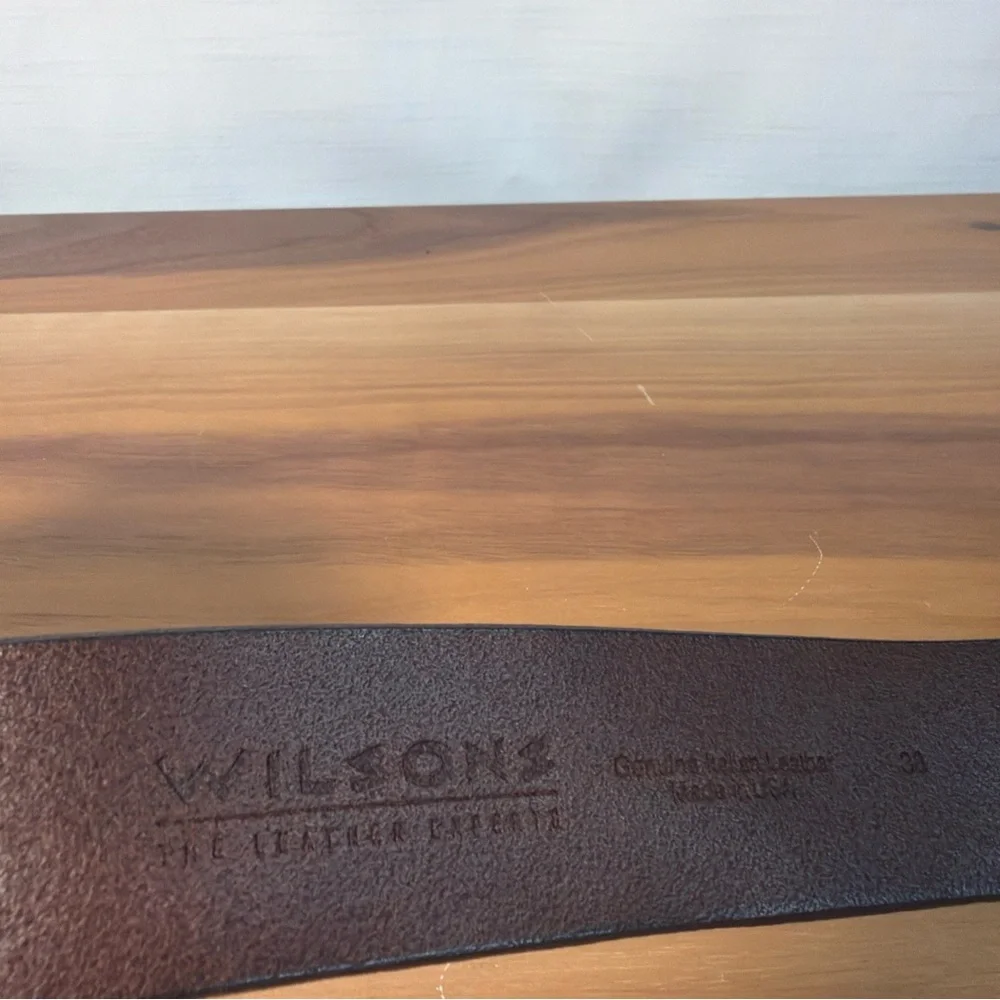 VTG Wilson’s Brown Genuine Italian Leather Classic Belt Mens Sz 38‎ Made USA 46”